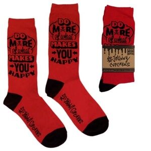 NEW Johnny Cupcakes Socks Red Happiness Do More Of What Makes You Happy Unisex